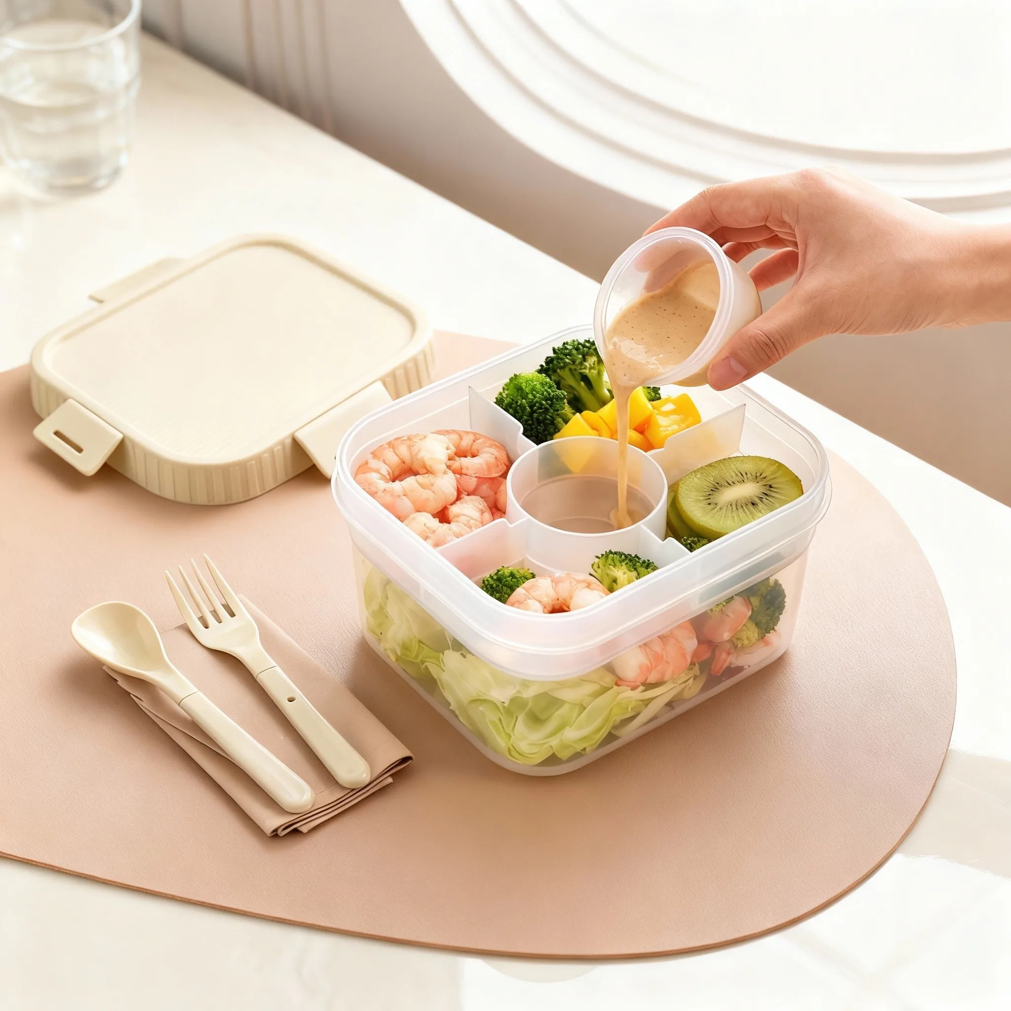 Food Storage Oven Safe - Lonchera portátil de plástico con doble